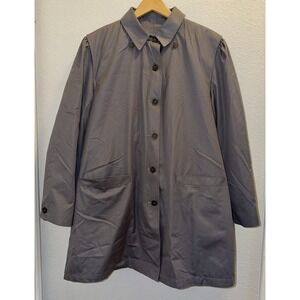 Vintage London Fog Coat Mens 16 Reg Gray Maincoats Faux Fur Lined Rain Trench